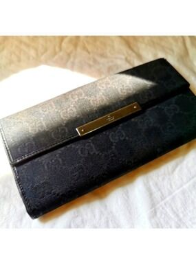 Gucci Vintage Monogram Canvas Long Wallet CardHolders
